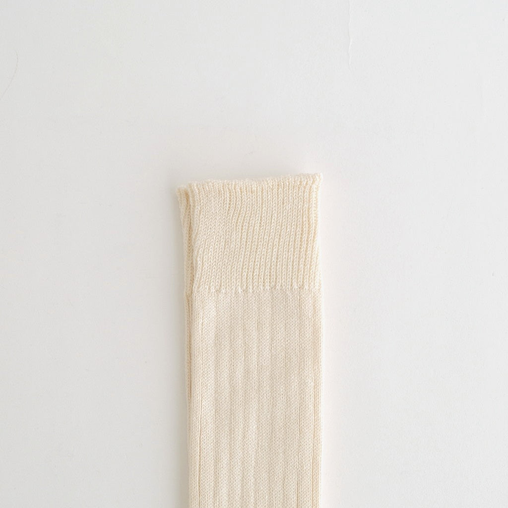 LINEN COTTON RIBBED CREW SOCKS #ECRU [R1461-SS26]