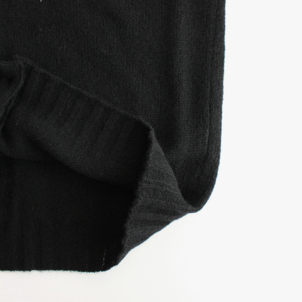 SHETLAND WOOL CASHMERE KNIT CARDIGAN #BLACK [A24AS01SC]