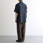 EMBROIDERY OPEN COLLAR SHIRT #NAVY [YK25SS001004SH]