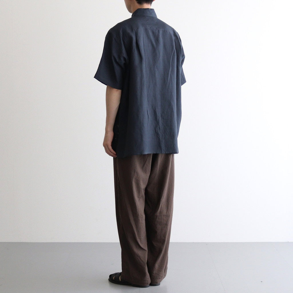 EMBROIDERY OPEN COLLAR SHIRT #NAVY [YK25SS001004SH]