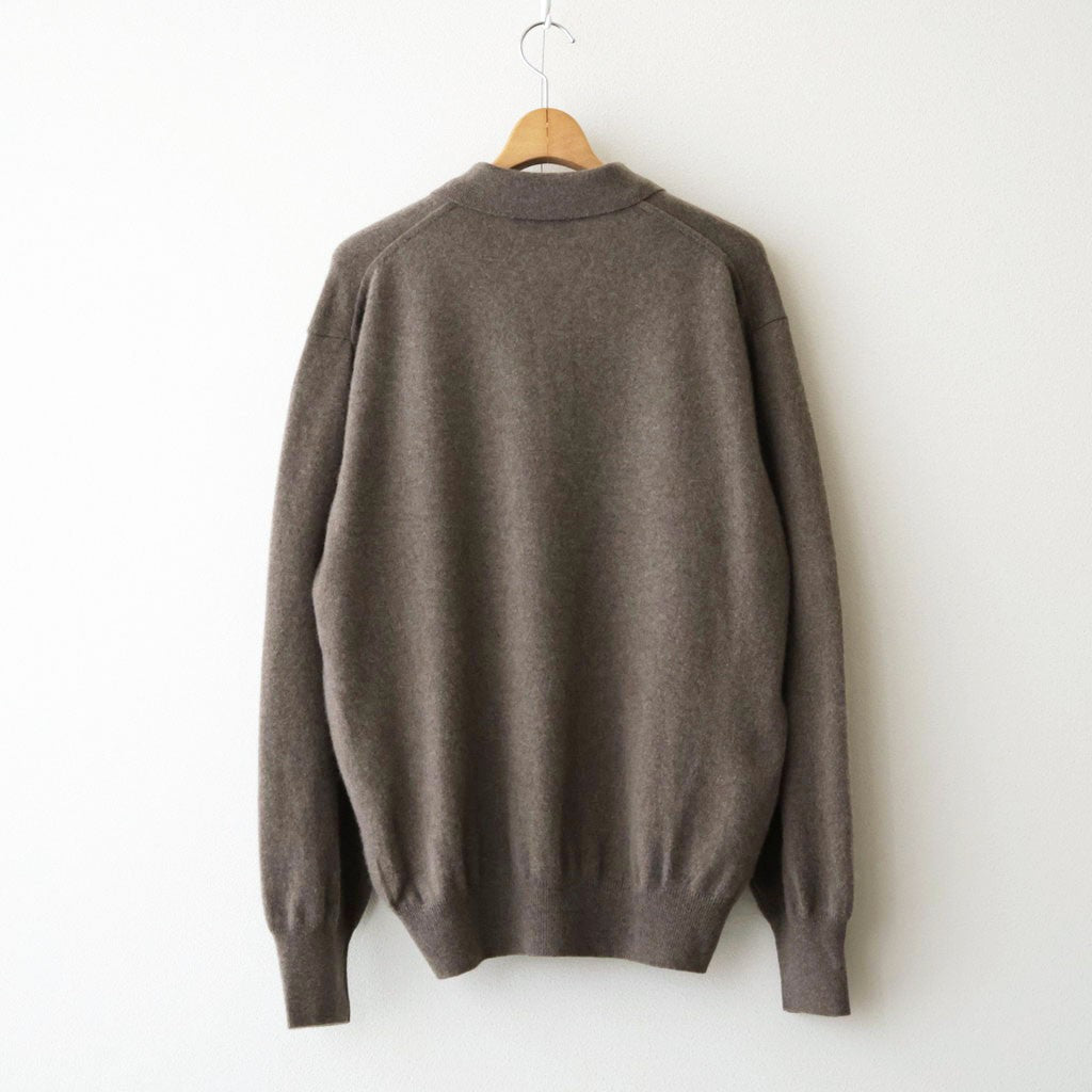 PURE CASHMERE KNIT POLO LS #TAUPE [ST.1630]