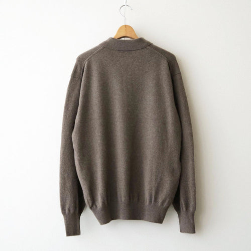 PURE CASHMERE KNIT POLO LS #TAUPE [ST.1630]