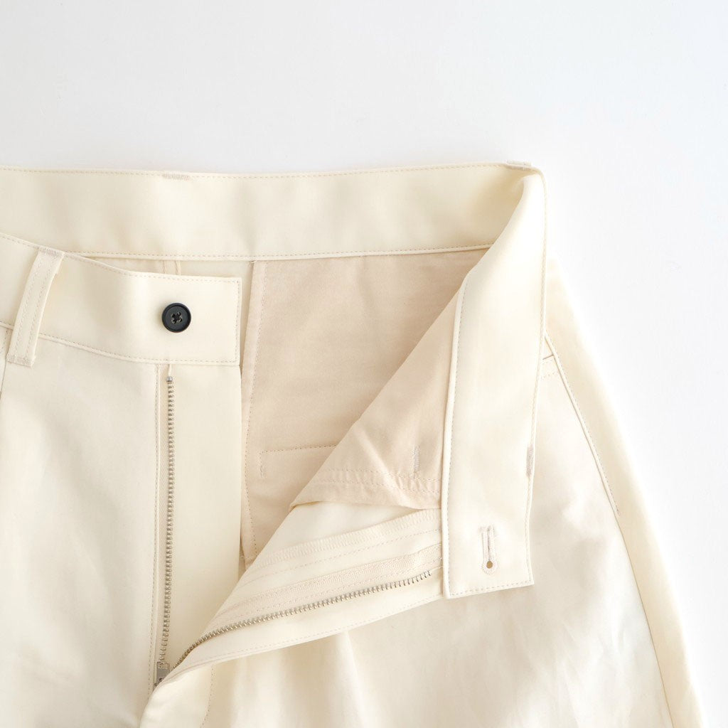 DOUBLE WEAVE COTTON ONE TUCK WIDE PANTS #CREAM [ST.1398]