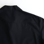 SUPER FINE TROPICAL WOOL OPEN COLLAR HALF SLEEVED SHIRT #TOP DARK NAVY [A25SS02WT]