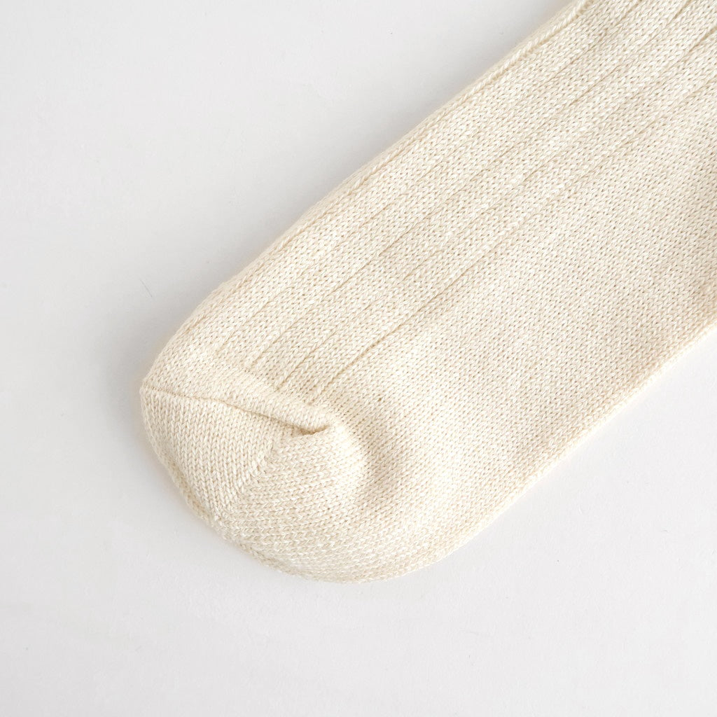 LINEN COTTON RIBBED ANKLE SOCKS #ECRU [R1462-SS26]
