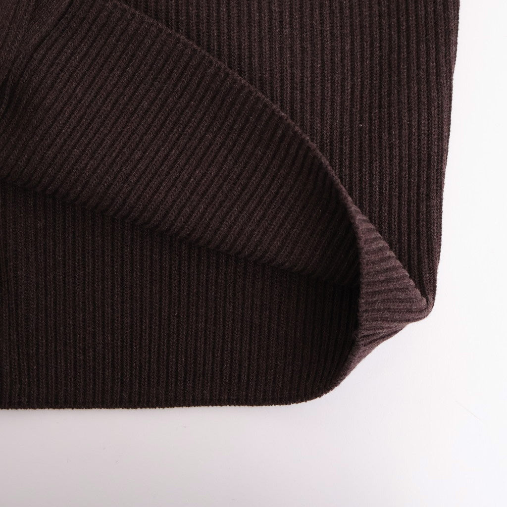 SUPER FINE WOOL RIB KNIT SHIRT CARDIGAN #TOP BROWN [A25AC01RK]