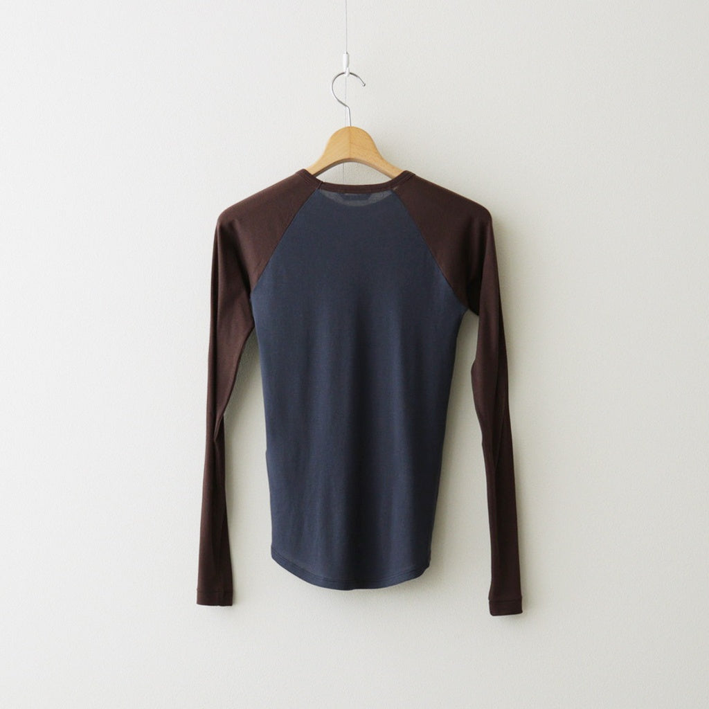 トップス SUPER HIGH GAUGE SHEER RIB RAGLAN P/O Auralee Super High Gauge Sheer Rib Raglan Pullover in White x Blue