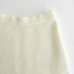 MILLED FRENCH MERINO RIB KNIT FLARE SKIRT #IVORY WHITE [A23AS06MR]