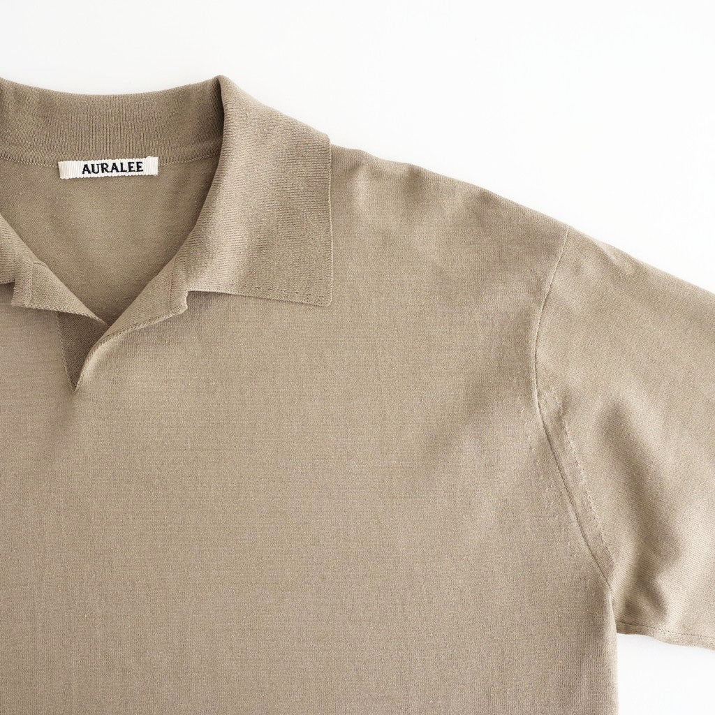 HIGH GAUGE TUSSAH SILK KNIT SKIPPER POLO #KHAKI BEIGE [A26SP02SJ]