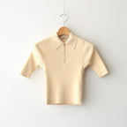 COTTON HIGH GAUGE RIB KNIT POLO #YELLOW [A00P01HR]