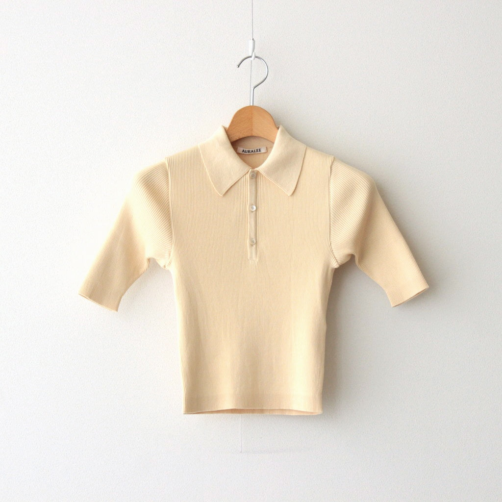 COTTON HIGH GAUGE RIB KNIT POLO #YELLOW [A00P01HR]