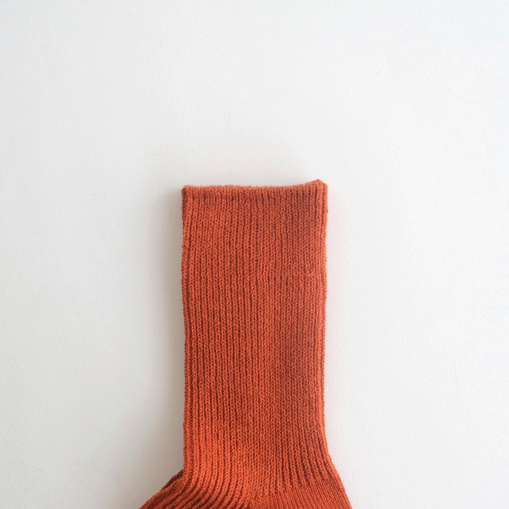 WASHI/RECYCLED COTTON RIB CREW SOCKS #D.ORANGE [R1535-AW25]