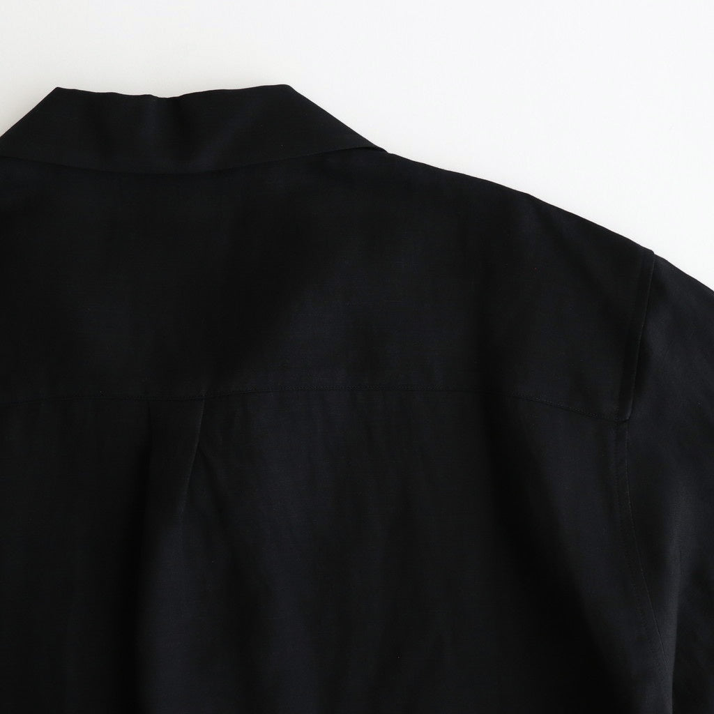 VIS/LI TWILL OVERSIZED OPEN COLLAR SS SHIRT #BLACK [ST.1154]