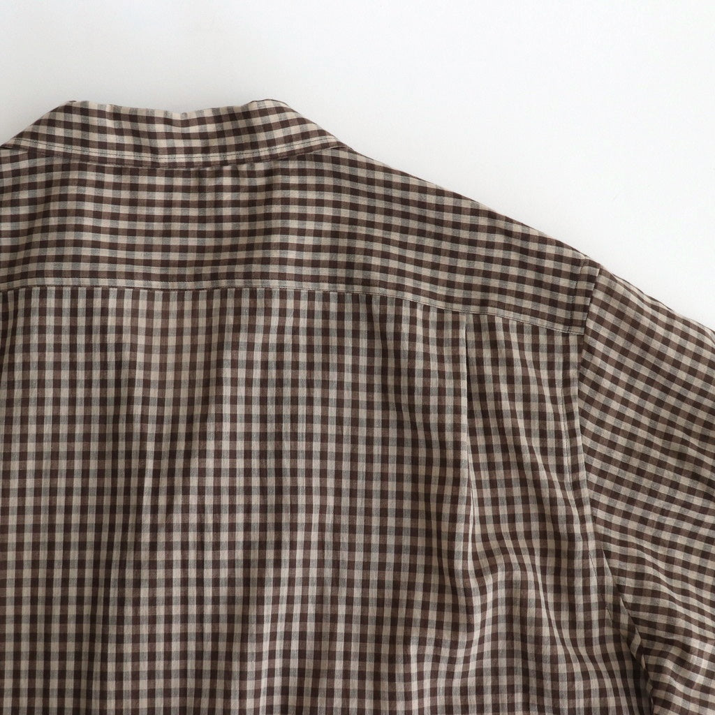 AIRY LIGHT COTTON CHECK P/O SHIRT #BROWN GINGHAM CHECK [A25SS02GC]
