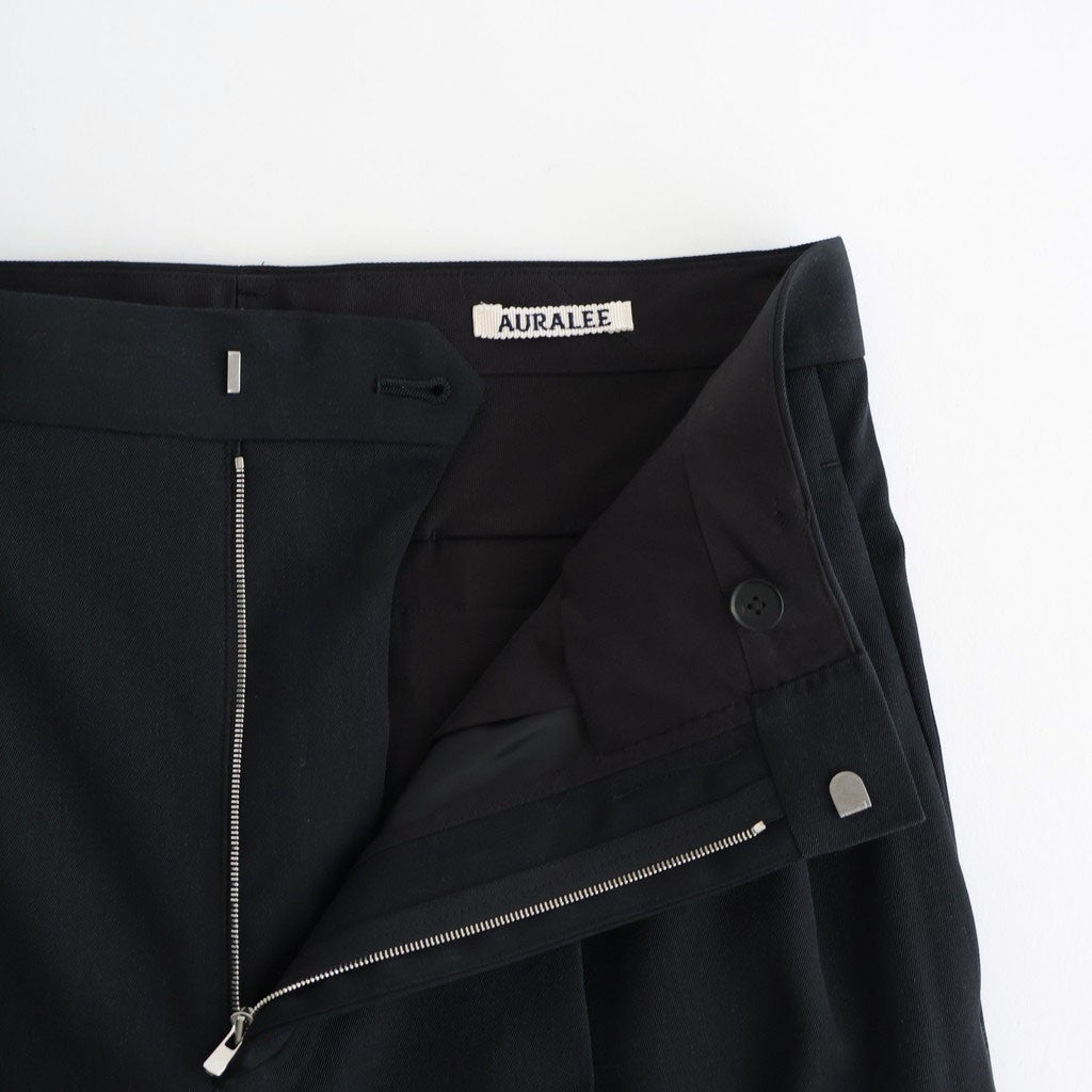 LIGHT WOOL MAX GABARDINE TWO-TUCK SLACKS #TOP BLACK [A26SP09MG