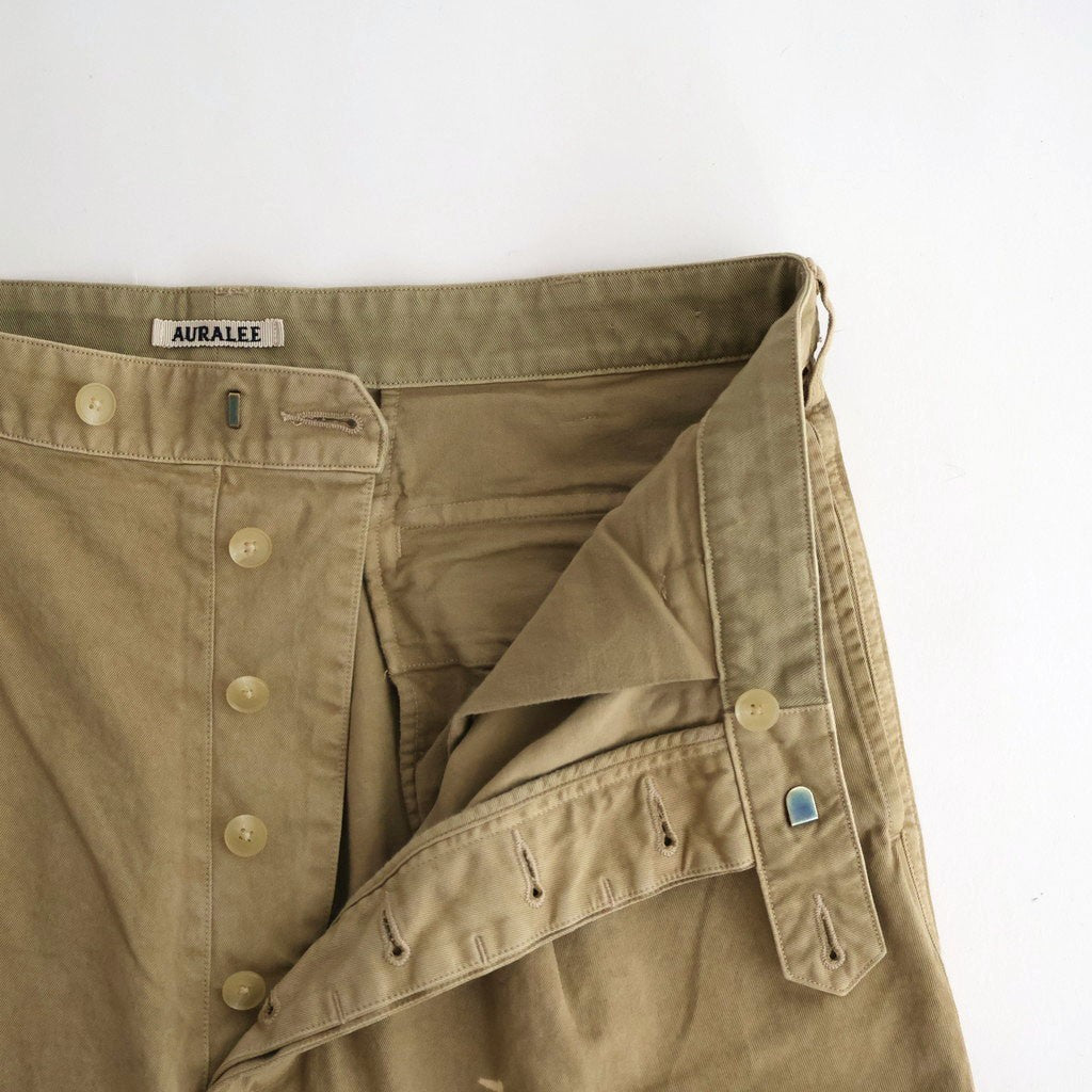 GARMENT-DYED FINX LIGHT CHINO ONE-TUCK WIDE PANTS #BEIGE
