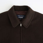 ウールライトシャギー×キュプラツイルキルティング ジップブルゾン #BROWN [HR-J024-051]
