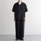 VIS/LI BRIGHT TWILL OPEN COLLAR SS SHIRT #DARK CHARCOAL [ST.1463]