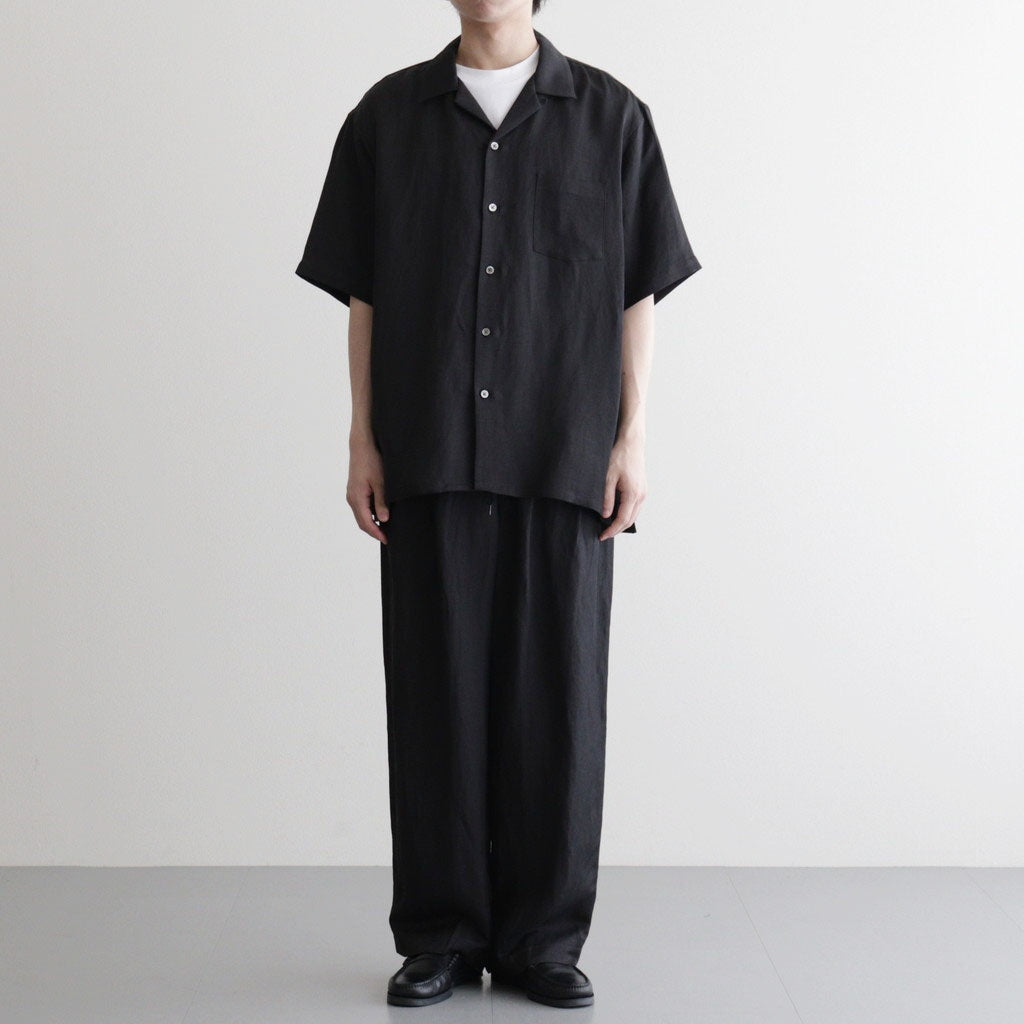 VIS/LI BRIGHT TWILL OPEN COLLAR SS SHIRT #DARK CHARCOAL [ST.1463]