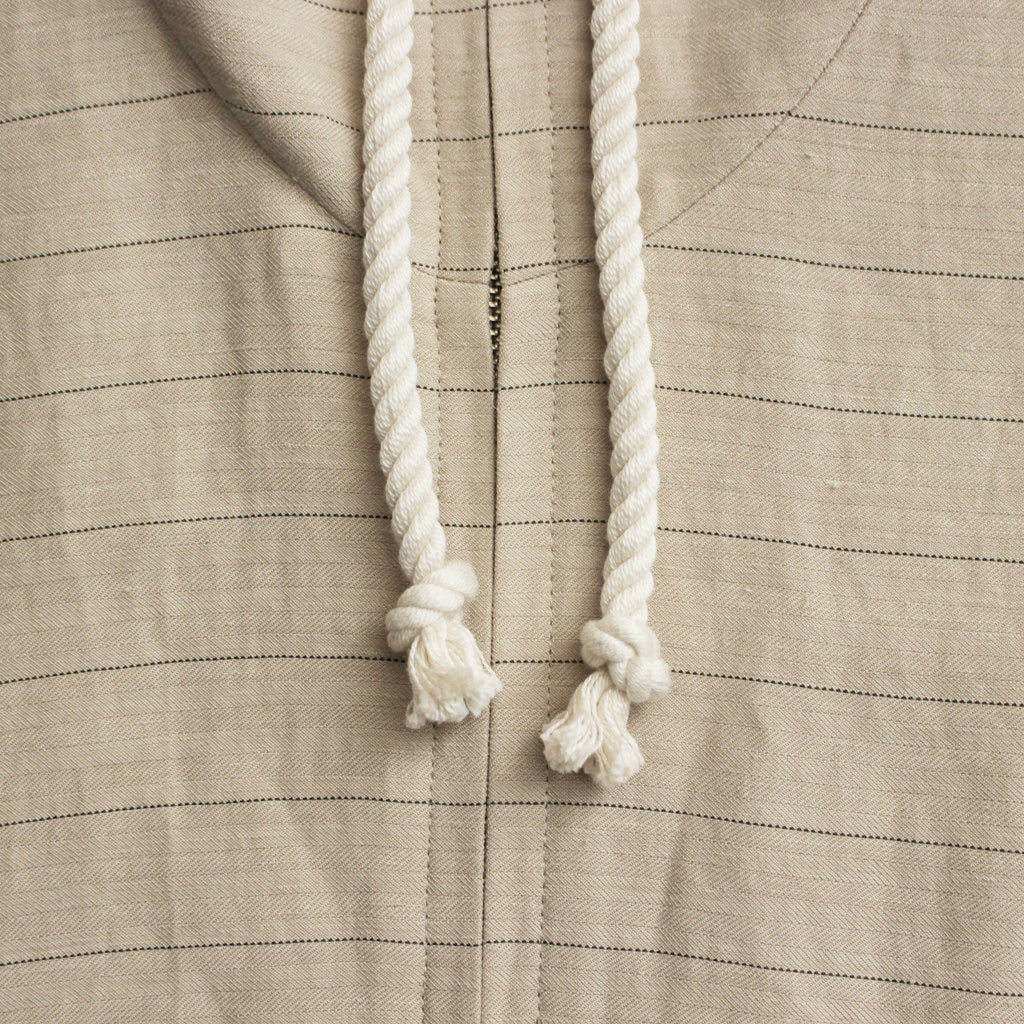 リネンボーダーBigパーカー #BEIGE [D124-C311]