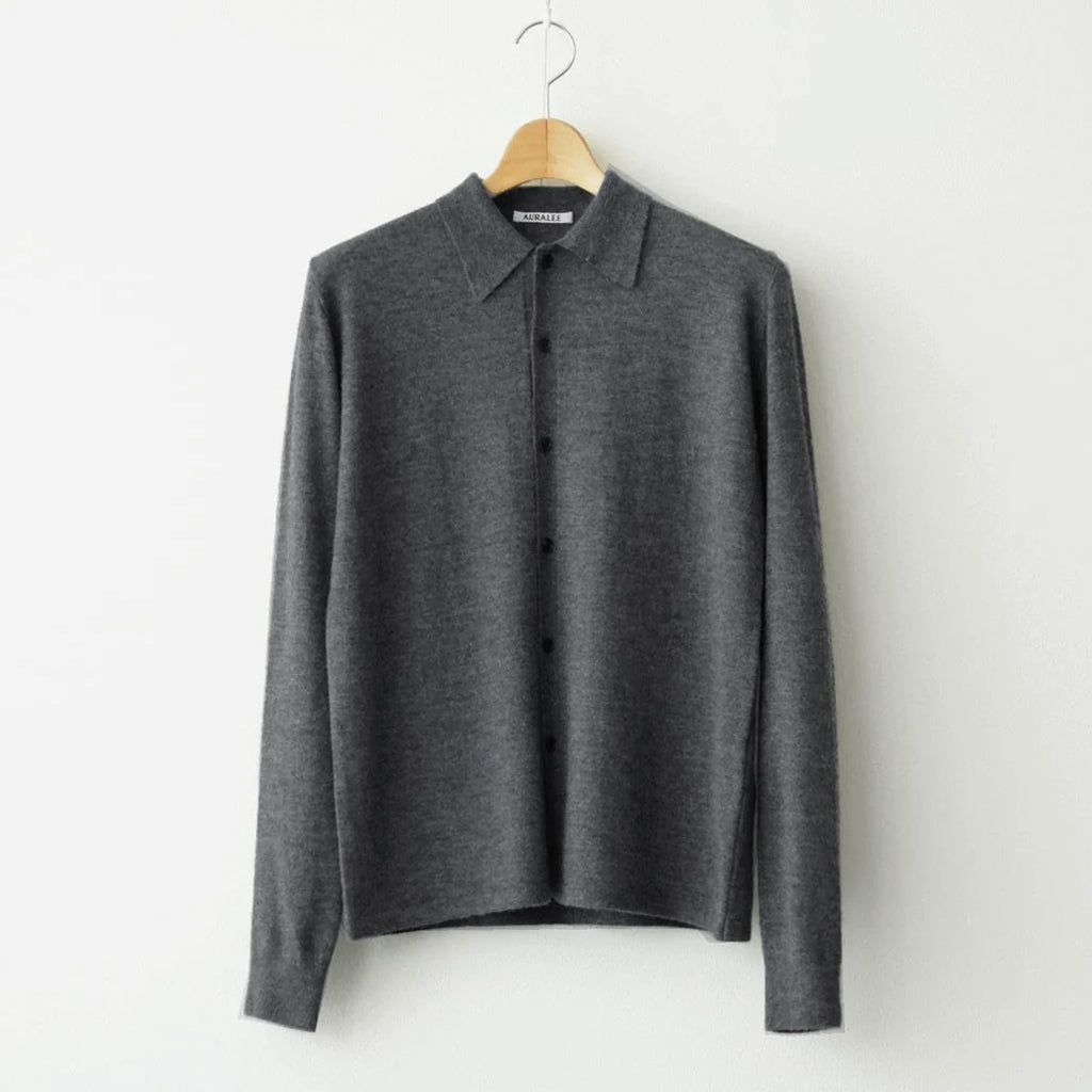 HIGH GAUGE SOFT CASHMERE KNIT SHIRT CARDIGAN #CHARCOAL [A26AC03SM]