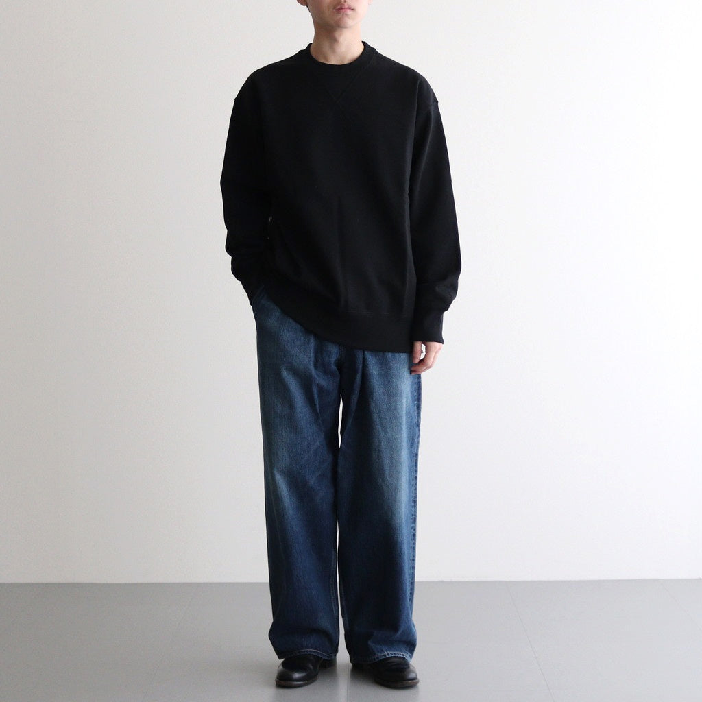 綿裏毛×綿ナイロンウェザー スウェット #BLACK [HO-T004-051]