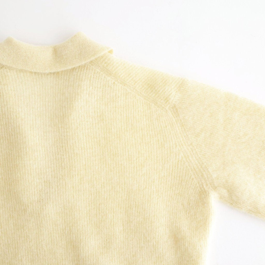 BABY SURI ALPACA SHEER KNIT SKIPPER POLO #ECRU [A26AP04AK]