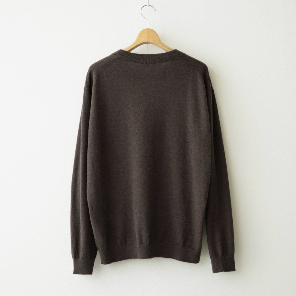 COTTON YAK KNIT V-NECK SWEATER #BROWN [KRAGLW0200]