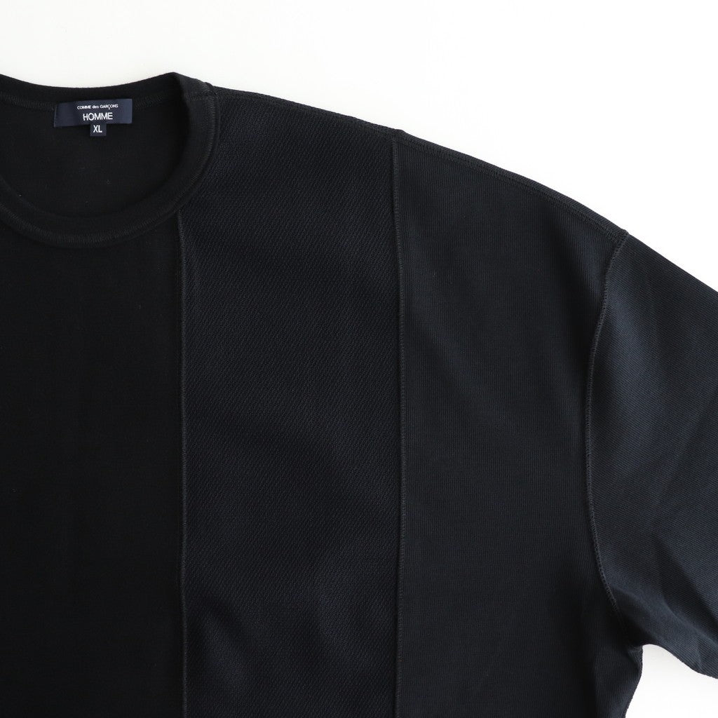 綿フライス×エステルウールラッセル×綿ダブルフェイスカットソー #BLACK [HP-T006-051]