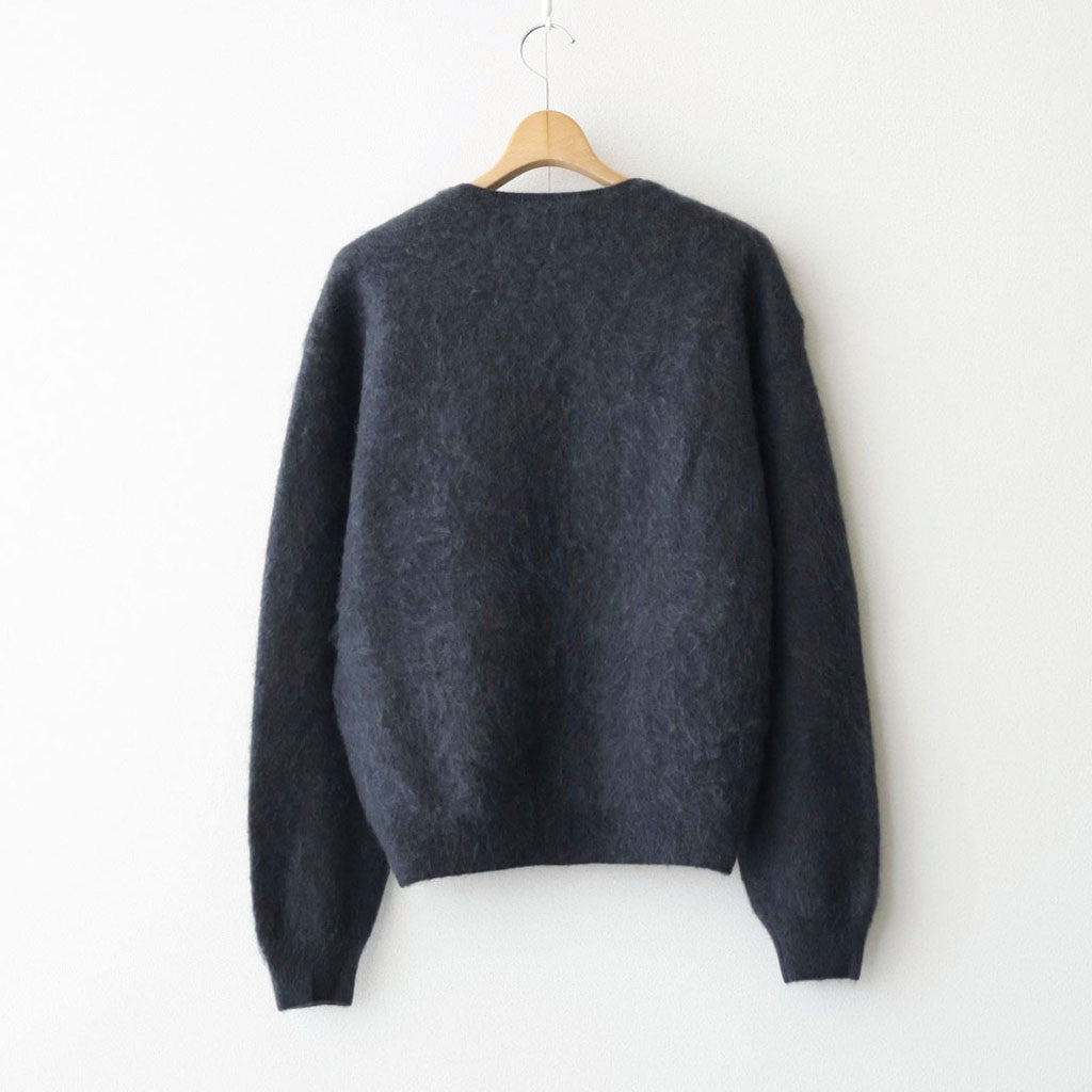 GARMENT-DYED BABY ALPACA FUR KNIT CREW-NECK CARDIGAN #DARK GRAY [A26AC01BA]