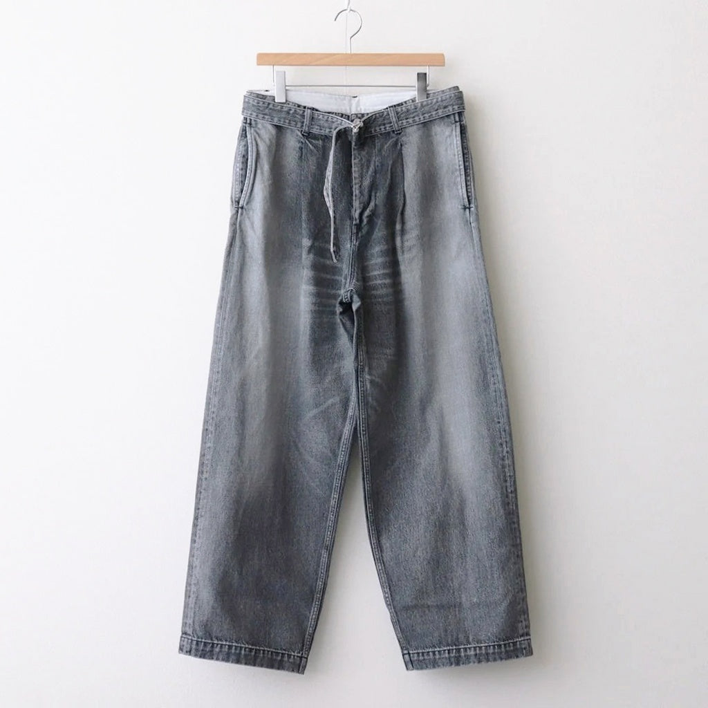 Selvage Denim Belted Pants #BLACK_LIGHT FADE [GU253-40064LB]