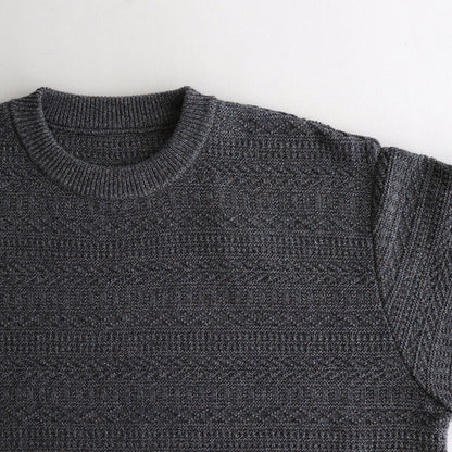 Fair Isle Links Knit #Blue gray [2403-005]