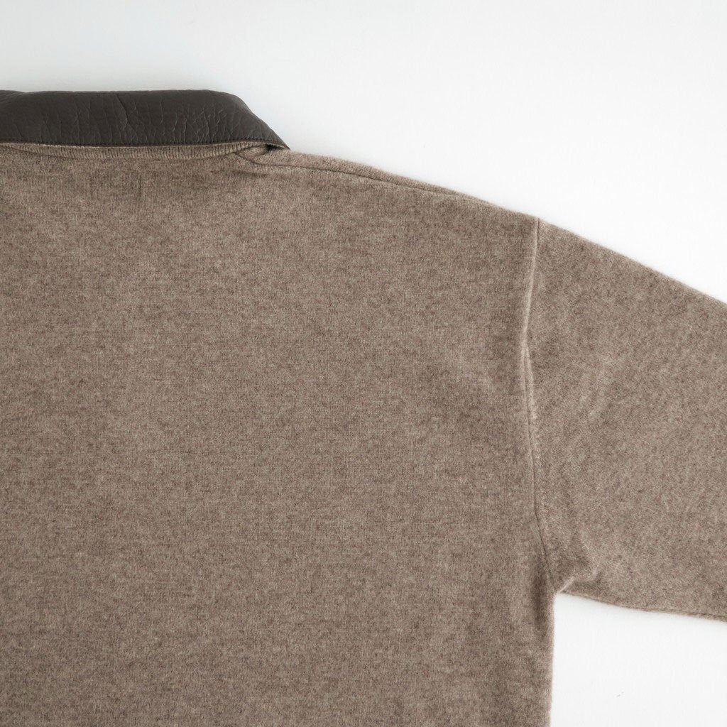 Leather-Trimmed Skipper Sweater #Beige [YK26FW01380S]