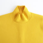 FINE WORSTED WOOL MILANO RIB KNIT TURTLE #MUSTARD [A26AT01CR]
