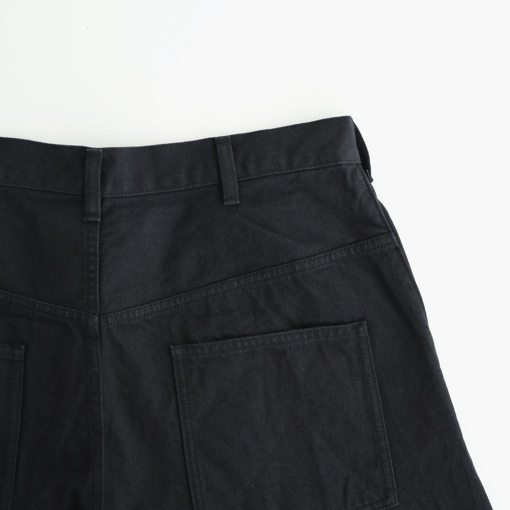 綿デニム 製品洗い ワイドパンツ #BLACK [HQ-P015-051]