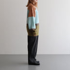 MOHAIR BORDER CREWNECK SWEATER #PINK [YK23FW0572S]