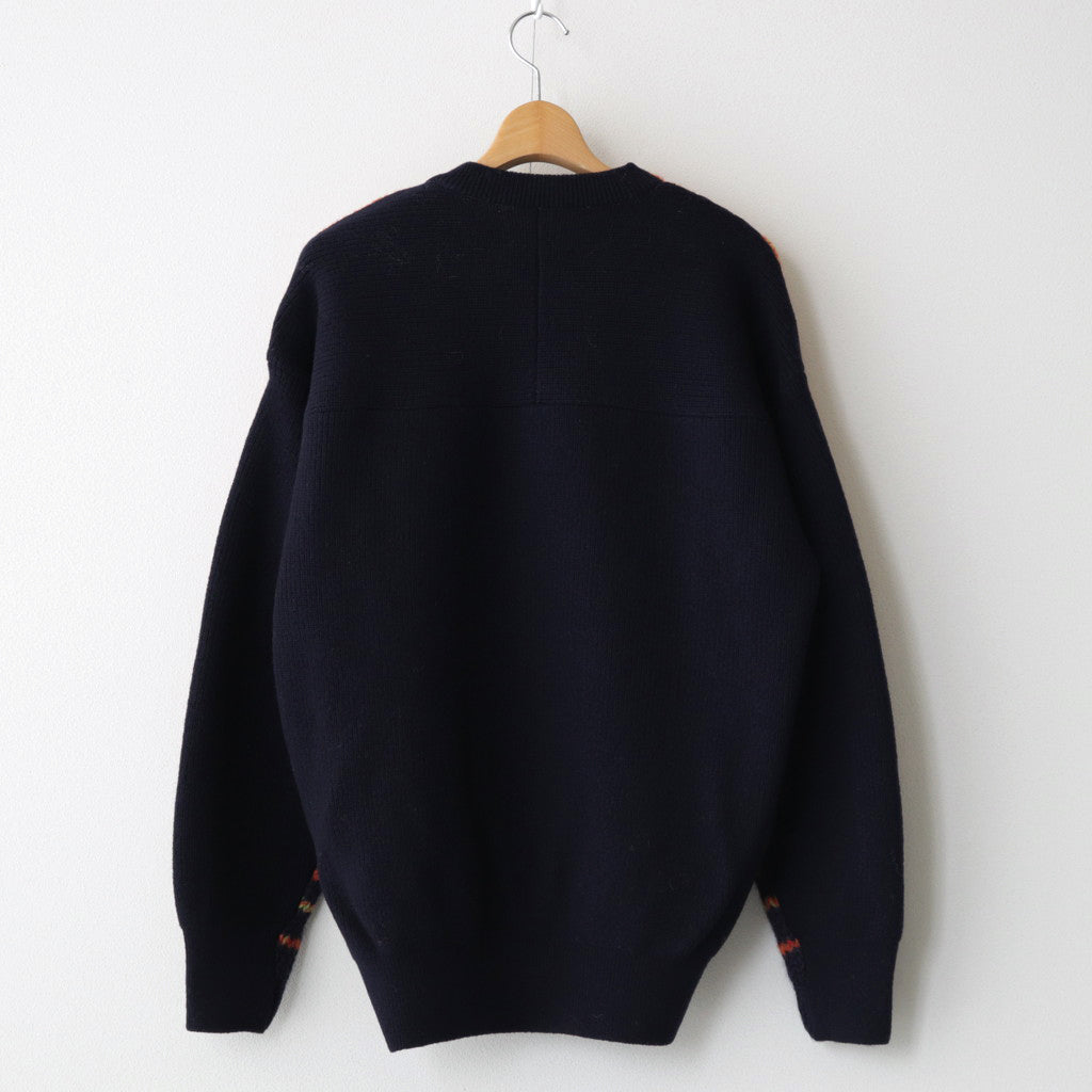 COLOR COMBINATION KNIT LS #ORANGE × NAVY [ST.713]