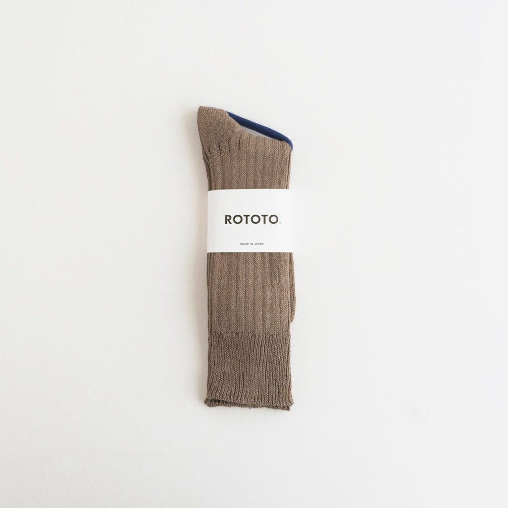 LINEN COTTON RIBBED CREW SOCKS #D.GRAY [R1461-SS26]