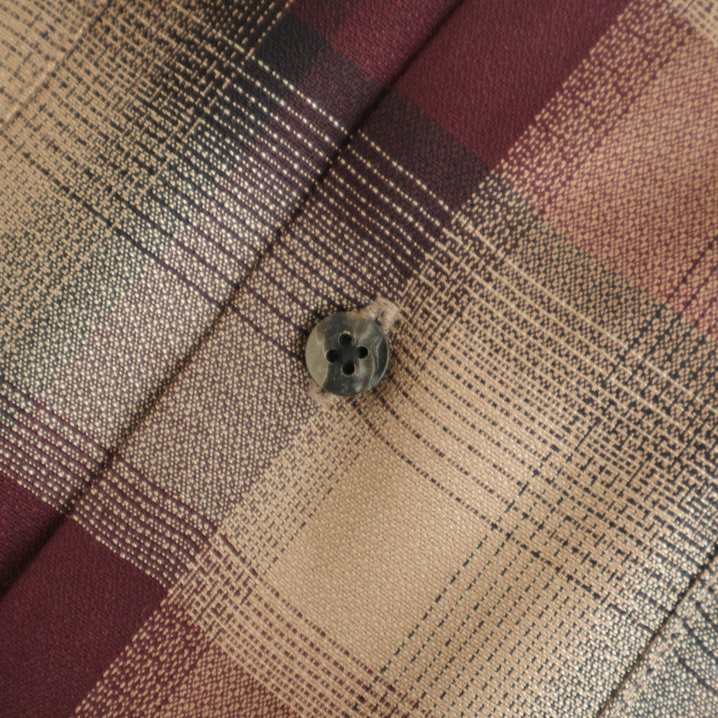 PLAID OPEN COLLOR SHIRTS #WINE RED [25330501]