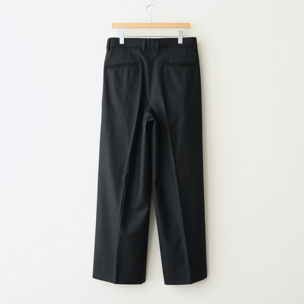 WOOL FLANNEL LONG WIDE TROUSERS #BLACK [ST.1258]