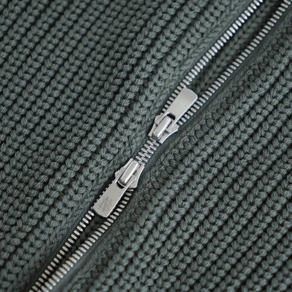 BATONER ウール梳毛片畔 ジップカーディガン #KHAKI [HR-N003-051]