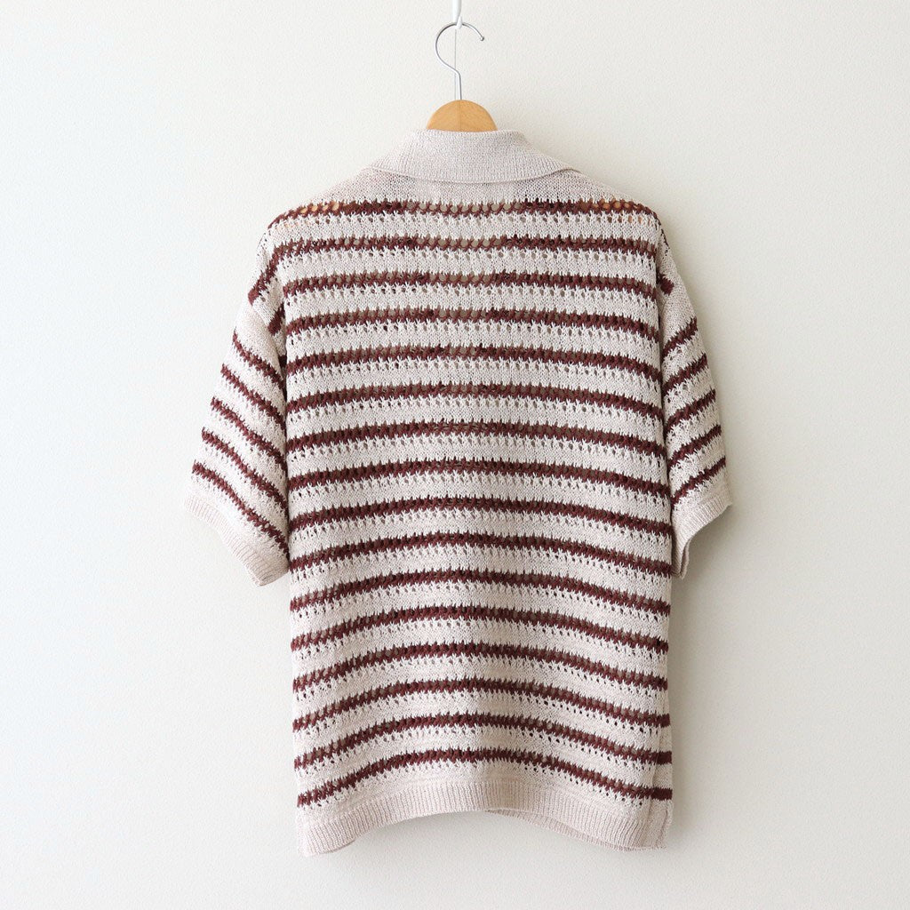 BORDER MESH KNIT SKIPPER POLO SHIRT #IVORY [YK25SS001010S]