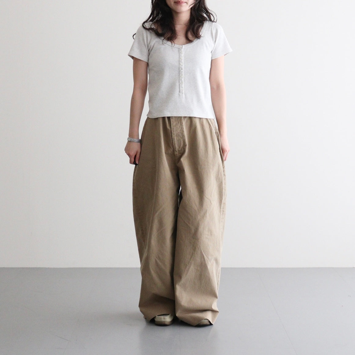 Cotton Henry Neck #LT.GREY [I26SS-BC11]