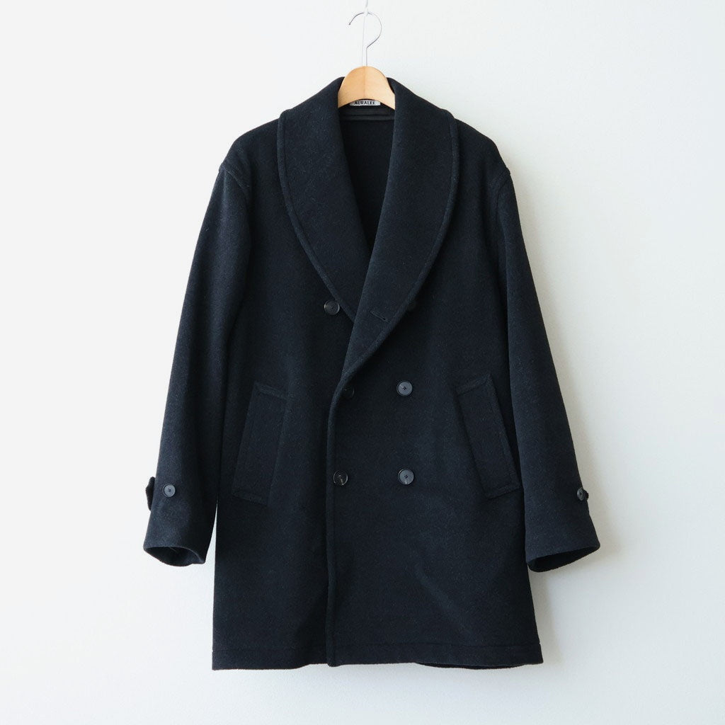 WOOL HERRINGBONE SHAWL COLLAR COAT #DARK CHARCOAL [A26AC04WH]