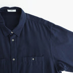 COTTON SILK VIERA LOOSE FIT HALF SLEEVE SHIRT #NAVY [BLAGLM0206]