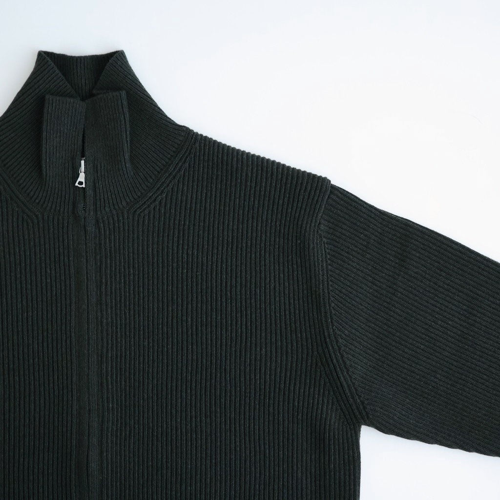 SUPER FINE WOOL RIB KNIT ZIP CARDIGAN #TOP DARK OLIVE [A26AC01RK]