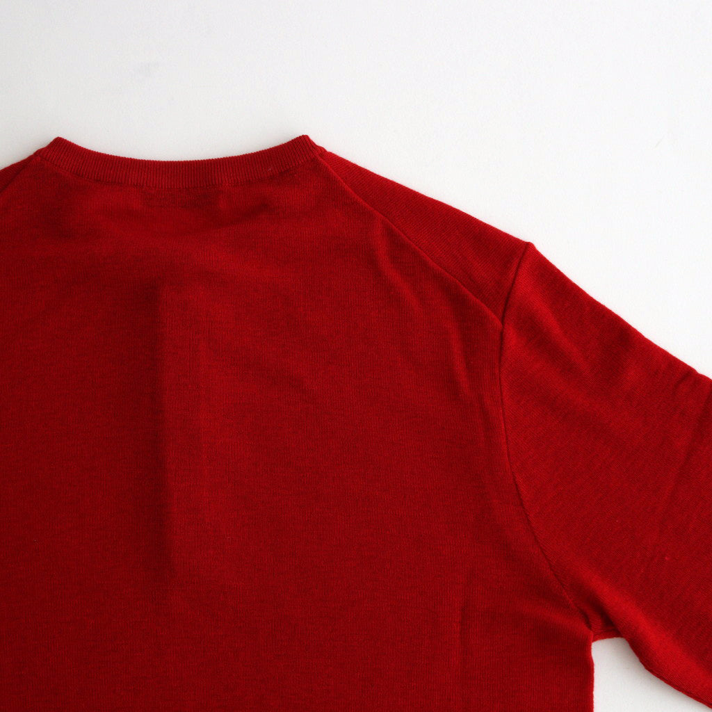 ROYAL WOOL CIRCULAR RIB HENRYNECK SWEATER #RED [KRAGCW0703]