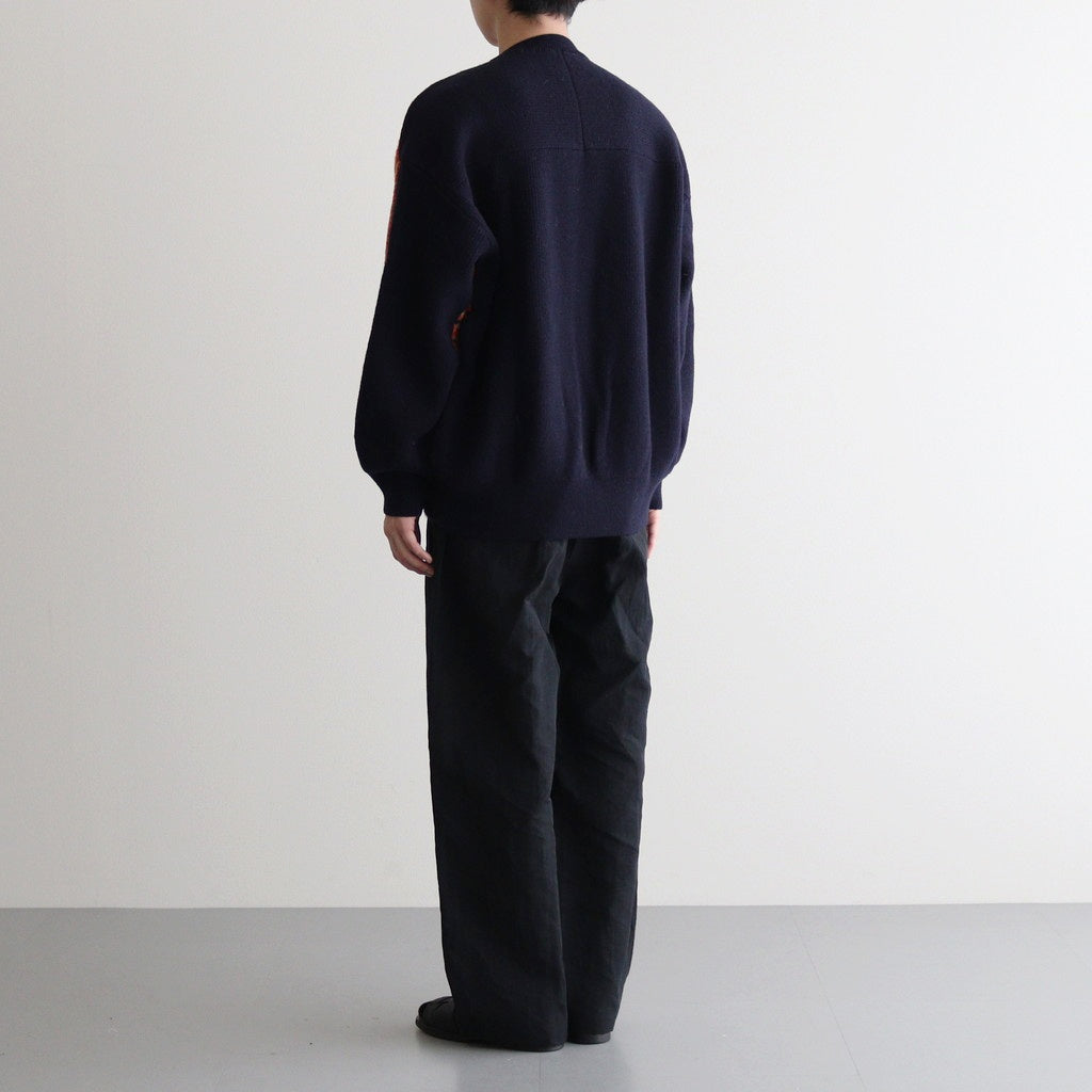 COLOR COMBINATION KNIT LS #ORANGE × NAVY [ST.713]