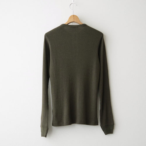 WOOL SILK SOFT RIB HENLEY #DARK BROWN [A26AP02WR]
