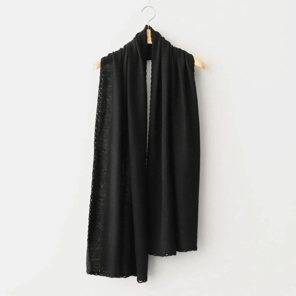 NTSAKN - ホワイトカシミヤ・横編ニット ストール #95 Black [SN_NC2404SL]
